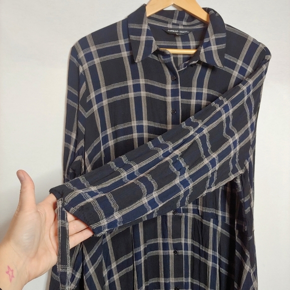 Capsule for JD Williams Long Sleeve Shirt Dress Black Blue Plaid US 20 EU 52 - Picture 4 of 9